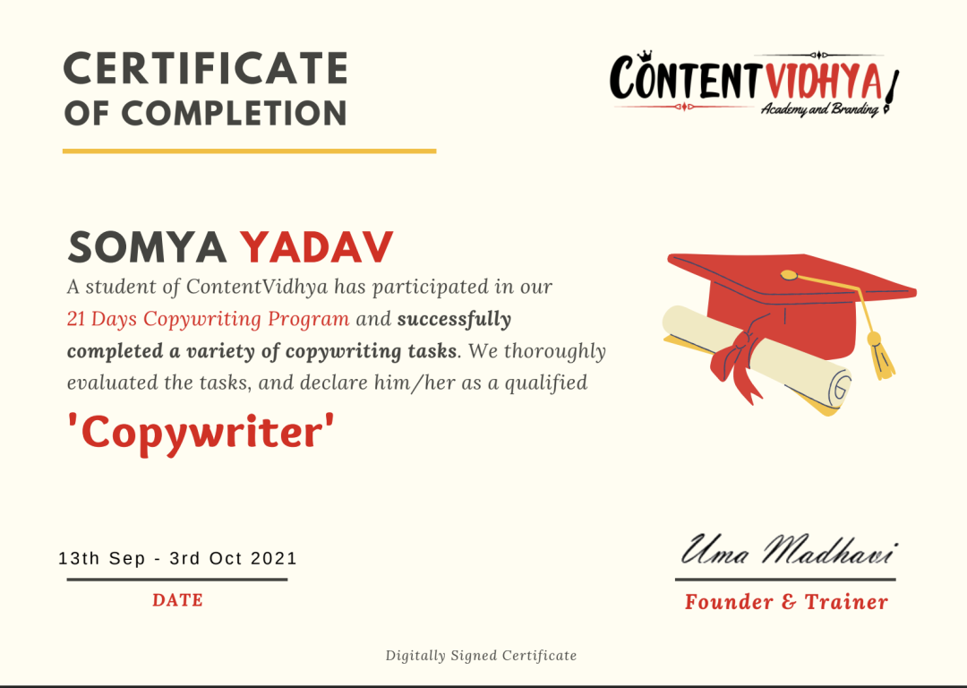 Content Vidhya CopyWriter Course